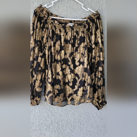 Black and Gold Floral Blouse - Picture 1 of 11